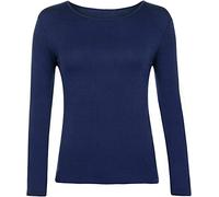 FAIRY TRENDZ LTD Damen-T-Shirt, langärmelig, Stretch, einfarbig, Rundhalsausschnitt, dehnbar, Freizeitkleidung, Kinder-T-Shirt, navy, 34-36