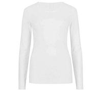 FAIRY TRENDZ LTD Damen T-Shirt mit langen Ärmeln, Stretch, einfarbig, Rundhalsausschnitt, dehnbar, Freizeitkleidung, weiß, 42-44