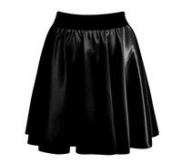 FAIRY TRENDZ LTD Damen Wetlook PVC Cami Swing Top Skater Kleid Leder Bodycon Kleid Mini Rock Leggings Tops UK 8-26, Wet Look Skater Minirock, 50-52