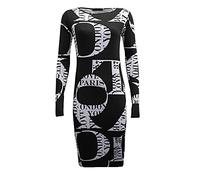 FAIRY TRENDZ LTD Figurbetontes Stretch-Kleid für Damen, langärmelig, Midi-Kleid, Rundhalsausschnitt, für Partys, bedruckt, schmale Passform Gr. 34-36, Love Paris