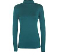 FAIRY TRENDZ LTD Rollkragenshirt für Damen, langärmelig, Leopardenmuster, Partykleidung, blaugrün, 38-40