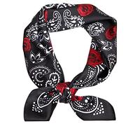 FAIRYGATE Schal Schwarz Damen Seidentuch Damen Bandana Kopftuch Damen Paisley Muster Haarschal Satin Nickituch Vierecktuch Boho Halstücher Vintage Tuch Schal DA2109