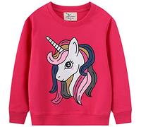 FAIRYRAIN Kinder Jungen Mädchen Baumwolle Einhorn Langarm T-Shirt Warme Pullover Streetwear Langarmshirt Sweat Top 4T