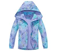 FAIRYRAIN Kinder Mädchen wasserdichte Cartoon Einhorn Print Jacke Übergangsjacke Regenjacke Kinder Softshelljacken Funktionsjacke mit Kapuze Outdoorjacke