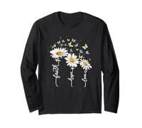 Faith Hope Love Christian Daisy Butterfly Christ Grafik Langarmshirt