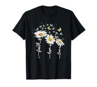 Faith Hope Love Christian Daisy Butterfly Christ Grafik T-Shirt