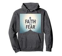 Faith Over Fear Religiöse inspirierende Herrenbekleidung Pullover Hoodie, Unisex für Erwachsene, Anthrazit Meliert, XXL