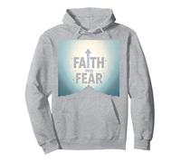 Faith Over Fear Religiöse inspirierende Herrenbekleidung Pullover Hoodie, Unisex für Erwachsene, Grau Meliert, XXL