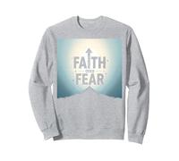 Faith Over Fear Religiöse inspirierende Herrenbekleidung Sweatshirt, Unisex für Erwachsene, Grau Meliert, L