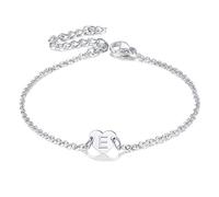 FaithHeart 16cm Armbänder Mädchen Herz Armskette mit Alphabet E Damen Namenskette Armband für Muttertag Valentinstag