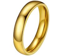 FaithHeart 4mm Schmal Ring goldener Hochgepoliert Schmal Ring Midi Fingerring Paarring Ehering Verlorbungsring Trauring für Valentinstag Weihnachten