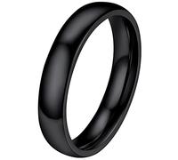 FaithHeart 4mm Stapelring Bandring für Damen Mädchen Schwarz hochgepoliert Schmal Fingerring Ehering Paarring Knuckle Fingerring für Freund Freundin