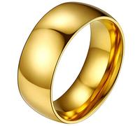 FaithHeart 8mm Statement Ring Bandring für Damen Mädchen goldener hochgepoliert Trauring Ehering Paarring Knuckle Fingerring für Freund Freundin
