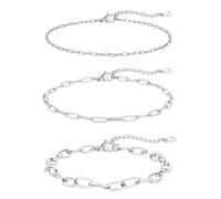 FaithHeart Fußkettchen für Damen Fußkette Fussketten Kette Set Wasserfest Layering-Kette 2MM&3MM&6MM breit Gliederkette Ankerkette Rolokette Armband Fußschmuck