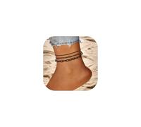 FaithHeart Schwarz Fußkette Damen Fussketten für Frauen Fußkettchen Kette Set Wasserfest Gliederkette Layering-Kette 2MM&3MM&6MM breit Ankerkette Rolokette Armband Fußschmuck