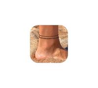 FaithHeart Schwarz Fußkette Damen Fussketten für Frauen Fußkettchen Kette Set Wasserfest Gliederkette Layering-Kette 2MM&3MM breit Ankerkette Rolokette Armband Fußschmuck