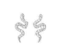 Fajewellery Damen Ohrringe 925 Silber - Zirkon Schlangen Ohrstecker