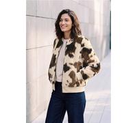 Fake Fur Blouson mit Kuhmuster