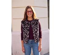 Fake Fur Weste mit Rundhals und Print