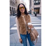 Fake Fur Weste mit Rundhals und Zipper
