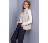 Fellimitatweste STREET ONE, Damen, Gr. 44, beige (smooth stone sand), Stoff, Oberstoff: 100% Polyester. Futter: 100% Polyester, unifarben, regular fit normal, hoch geschlossener Ausschnitt, Westen, mi