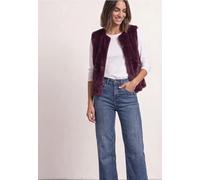 Fellimitatweste STREET ONE, Damen, Gr. 46, lila (rustic rouge), Stoff, Oberstoff: 100% Polyester. Futter: 100% Polyester, unifarben, normal normal, Rundhals, Westen, soft und weich (51180717-46) rusti