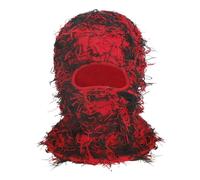 FakeFace Balaclava Distressed Knitted Warm Ski Mask Hat Gestrickte Sturmhaube Vollgesicht Skimasken Winddicht Halswärmer Beanie Cap für Männer Frauen Kostüm Zubehör