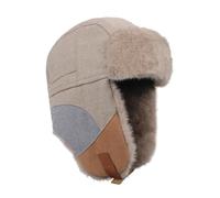 FakeFace Herren Damen Fliegermütze Warm Trappermütze Trapper Hut Wintermütze mit Ohrenklappen Winddicht Russische Mütze Fellmütze Skimütze Fleece Skimütze Kahaki