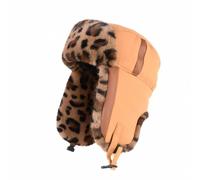 FakeFace Trappermütze Herren Damen Russische Mütze Uschanka Warm Fellmütze Bombermütze Trapper Hut Wintermütze Winddicht Pelzkappe Skimütze Leopard Fleece Skimütze