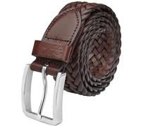 Falari Herren Gürtel geflochten Leder Edelstahl Schnalle 35 mm - Braun - Small (30 - 32)
