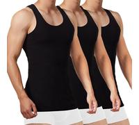 FALARY Herren Tank Top 3er Pack, Schwarz, 4XL, Ärmellos, U-Ausschnitt, Baumwolle, Sport, Sportunterhemd, Muskelshirts