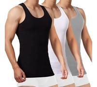 FALARY Sportunterhemden für Herren Tank Top Herren Baumwolle Männer Tanktops Unterhemd Herren Muskelshirts Sport Unterhemden 3er Pack,(Schwarz Weiß Grau,3XL)
