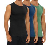 FALARY Tank Top Herren Mehrfarbig Unterhemd Schwarz Marine Olive gekämmte Baumwolle 3er Pack Muskelshirts 4XL