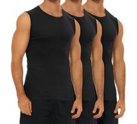 FALARY Tanktop Herren Schwarz Unterhemd 3er Pack Tank Top Baumwolle Feinripp 5XL