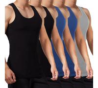 FALARY Unterhemd Herren Tank Top 5er Pack gekämmte Feinripp Baumwolle, 2 Schwarz 2 Marine 1 Grau, XXL