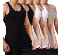 FALARY Unterhemd Herren Tank Top 5er Pack gekämmte Feinripp Baumwolle, 2 Schwarz 2 Weiß 1 Grau, S