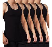 FALARY Unterhemd Herren Tank Top 5er Pack gekämmte Feinripp Baumwolle, 5x Schwarz, L