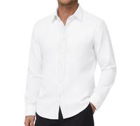 FALARY Weißes Hemd Herren Langarm Regular Fit Stretch Bügelleicht S-4XL | Pflegeleicht,Saubere Nähte und Ersatzknöpfe,ideal für Business, Freizeit und Anzug,Den Ganzen Tag über Bequem
