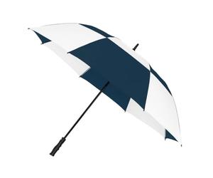 Falcone Automatik-Golfschirm - Windfest - 8 Fiberglasstreben - Komfortabler Griff - Schirm für Damen und Herren - Strapazierfähiges Polyester-Bespannung - 130 cm Durchmesser - Marineblau und Weiß