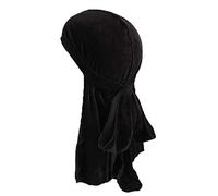 Faletony Velvet Long Tail Piratenhut Baotou Kappe Chemo-Kappe neutral Luxus Seide Durag Super Long Tail Kopfschmuck (Schwarz)