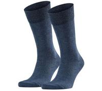FALKE Herren Socken Happy Double Pack M So Baumwolle einfarbig 2 Paar, Blau Navy Melange 6127, 47-50