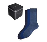FALKE Herren Socken Happy Box Uni Multipack M So Baumwolle einfarbig 3 Paar, Blau Blue Mix 0020, 39-42