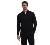 FALKE Basic Lambswool Half-Zip M Pu Wolle Weich Elegant Klassisch für Business und Freizeit Herren Klassisch, Schwarz Black 3000, XL