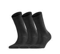 FALKE Damen Family 3-Pack Socken Nachhaltige Baumwolle Schwarz Blau viele weitere Farben verstärkte Damensocken ohne Muster atmungsaktiv einfarbig umweltfreundlich nachhaltig im Multipack 3 Paar