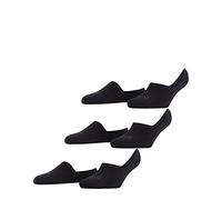 FALKE Damen Füßlinge Step High Cut 3-Pack W IN Baumwolle unsichtbar einfarbig 3 Paar, Schwarz (Black 3000), 41-42
