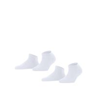 FALKE Damen Sneakersocken Happy Double Pack W Sn Baumwolle kurz einfarbig 2 Paar, Weiß White 2000, 35-38