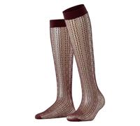 FALKE Damen Kniestrümpfe Crossroads W Kh transparent gemustert 1 Paar, Braun Cayenne 5950, ONESIZE