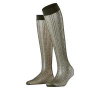 FALKE Damen Kniestrümpfe Crossroads W Kh transparent gemustert 1 Paar, Grün Artichoke 7436, ONESIZE