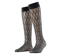 FALKE Damen Kniestrümpfe Pure Shore W Kh transparent gemustert 1 Paar, Schwarz Black 3009, 39-42