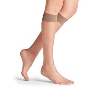 FALKE Damen Kniestrümpfe Seidenglatt 15 DEN W Kh transparent einfarbig 1 Paar, Braun Mushroom 5267, 39-42
